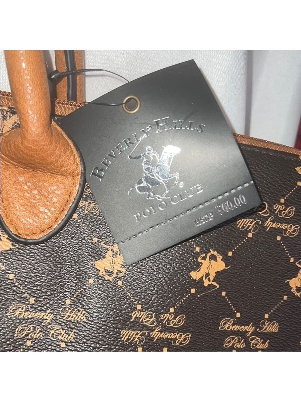 Brown and Black Monogram Tote Bag, NWT, 20X12X7.5, All Vegan Materials T5 - Picture 10 of 11